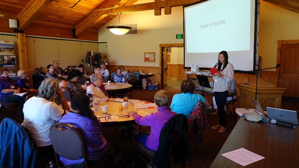 Kathy Lee-Cornell leading morning worship